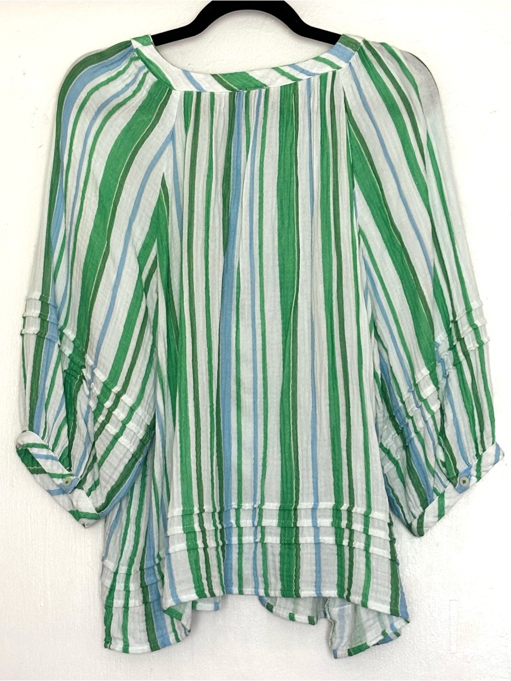 Talbots Pintuck Button Front Top Cruise Stripe Size 2XP 100% Cotton - Picture 3 of 5